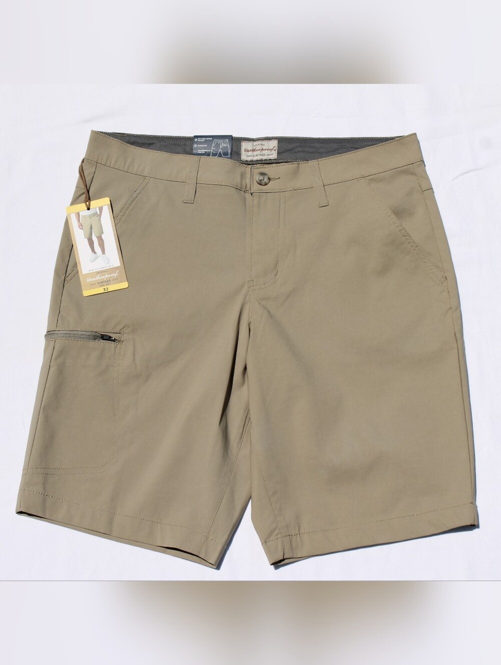 Weatherproof Vintage Men's Flat Front Gray Stretch  Trail Short.